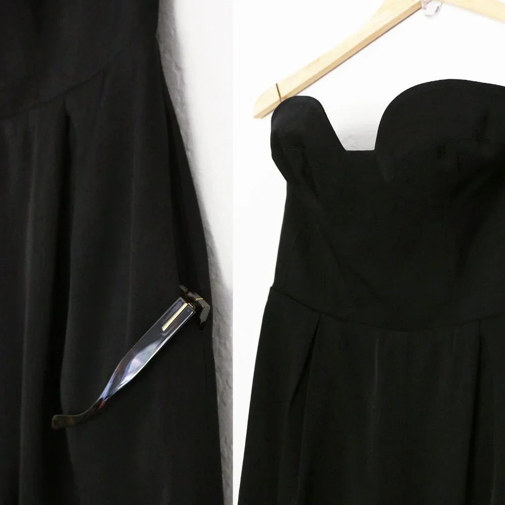 Keepsake Hearts On Fire Pant Suit Jumpsuit S Black Strapless Corset Pocket $190 - Picture 9 of 16